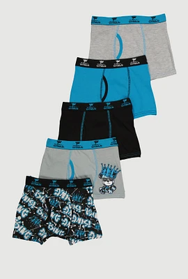 Boys King Bear Graphic Print Boxer Briefs 5 Pack, Multi, Size 12-14