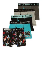 Boys Contrast Trim Assorted Gamer Boxer Brief 5 Pack, Multi, Size 4-6