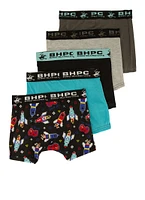 Boys Contrast Trim Assorted Gamer Boxer Brief 5 Pack, Multi, Size 4-6