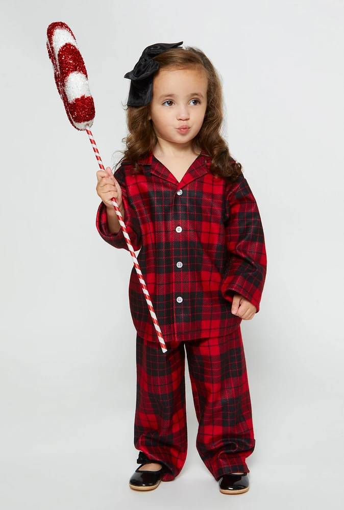 Toddlers Unisex Matching Buffalo Plaid Family Pajamas, Red,