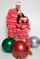 Mens Matching Santa Fair Isle Onesie Family Pajamas, Red, Size XL