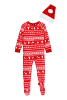 Toddlers Unisex Matching Santa Onesie Family Pajamas, Red, Size 3T