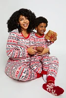 Plus Size Matching Reindeer Fair Isle Snug Fit Family Pajamas, Multi, Size 1X