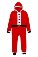 Womens Mens Matching Santa Claus Hooded Onesie Family Pajamas, Red, Size L