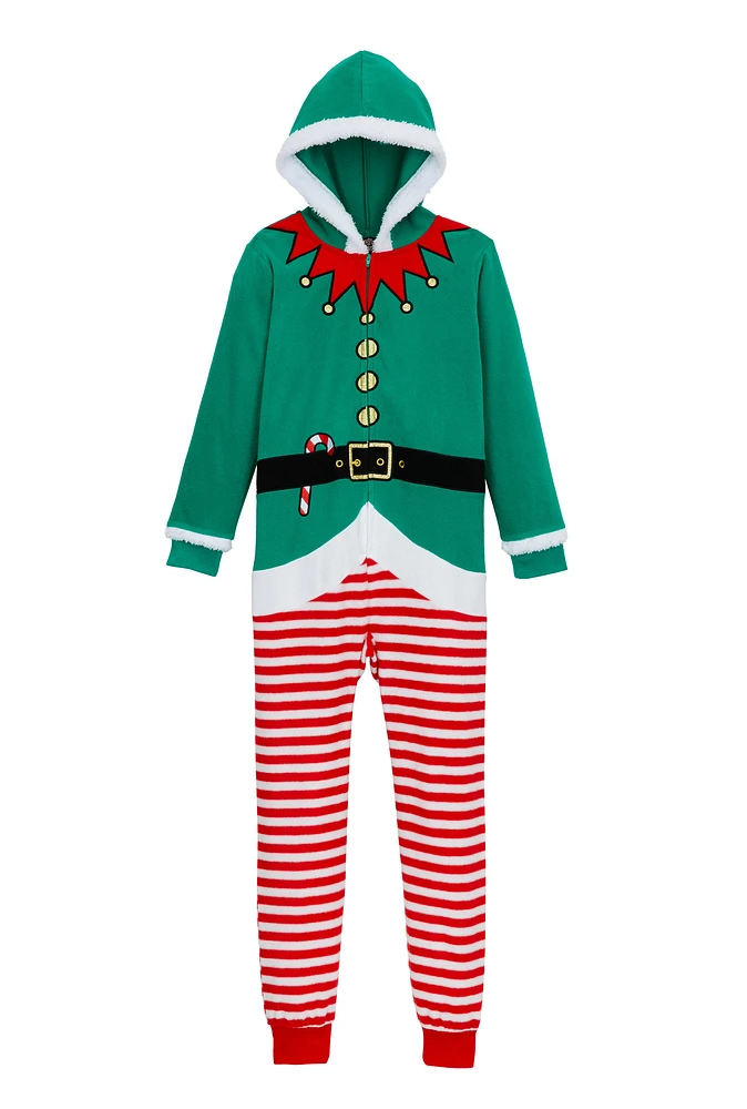 Girls Matching Elf Onesie Family Pajamas, Green,