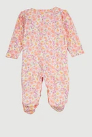 Baby Girls 0-9M 3D Floral Print Footed Jumpsuit, Multi, Size 3-6M