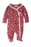 Baby Girls 0-9M Floral Print Footed Jumpsuit, Burgundy, Size 3-6M