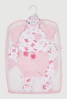 Baby Girls 0-9M So Cherry Sweet Bodysuit and Ruched Pants with Hat Gift Set, Pink, Size 3-6M