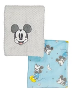 Baby Boys Mickey Mouse Graphic Plush Blankets 2 Pack, Multi