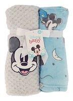 Baby Boys Mickey Mouse Graphic Plush Blankets 2 Pack, Multi