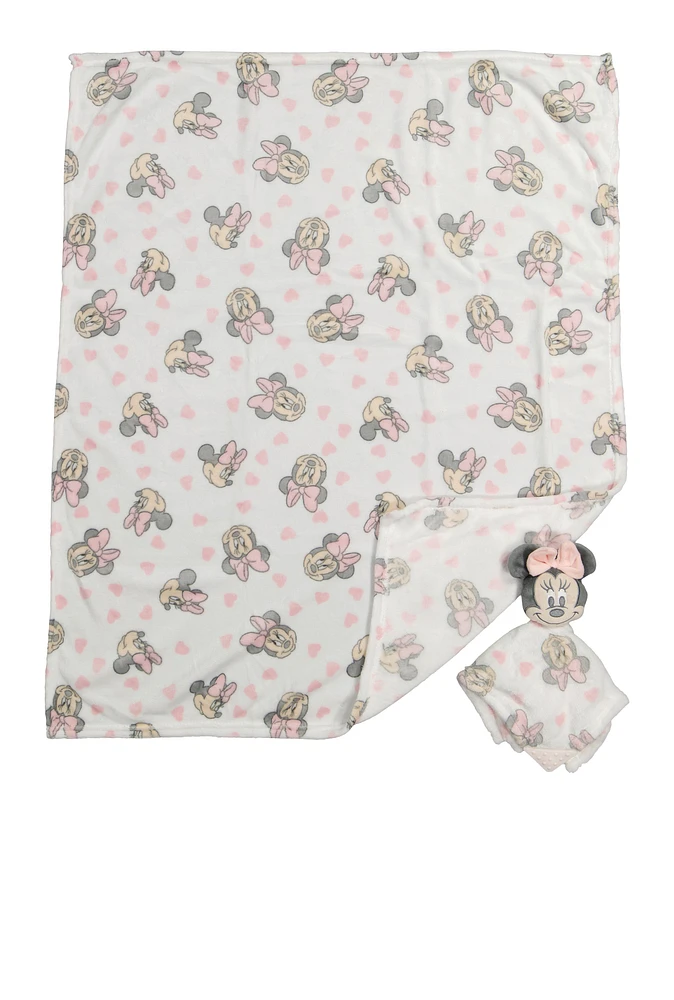 Baby Girls Minnie Mouse Blanket and Teething Lovey Set, Multi