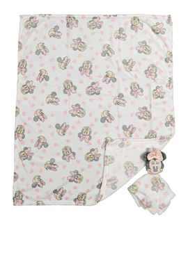 Baby Girls Minnie Mouse Blanket and Teething Lovey Set, Multi