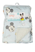 Baby Boys Mickey Mouse Graphic Sherpa Blanket, Blue