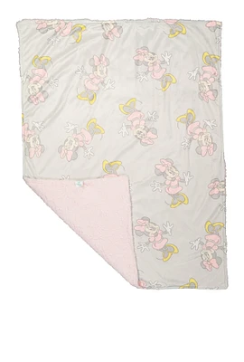 Baby Girls Minnie Mouse Graphic Sherpa Blanket, Grey