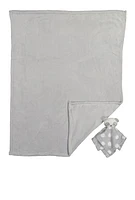 Baby Solid Plush Blanket with Bear Lovey, Grey