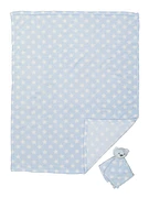 Baby Boys Plush Star Graphic Blanket with Bear Lovey, Blue, Size 8-10