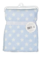 Baby Boys Plush Star Graphic Blanket with Bear Lovey, Blue, Size 8-10