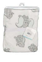 Baby Dumbo Plush Blanket and Teething Lovey, White