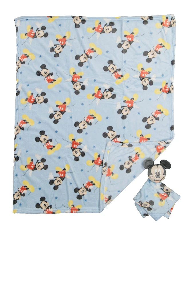 Baby Boys Mickey Mouse Blanket and Teething Lovey, Blue