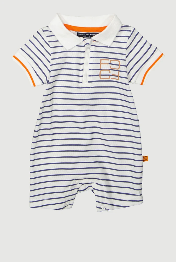 Baby 0-9M Striped Textured Knit Romper, Multi, Size 6-9M