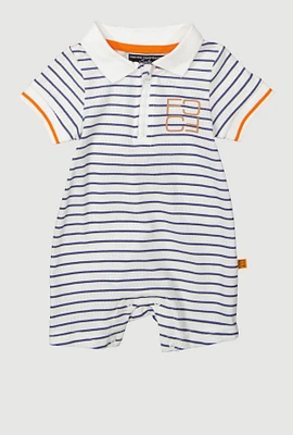 Baby 0-9M Striped Textured Knit Romper, Multi, Size 6-9M