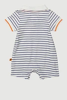 Baby 0-9M Striped Textured Knit Romper, Multi, Size 3-6M