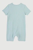 Baby 0-9M Chenille Patch Romper with Sunglasses, Blue, Size 3-6M
