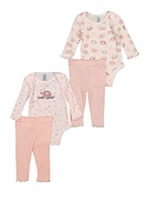 Baby Girls 0-9M Hello World Bodysuits and Leggings, Pink, Size 3-6M