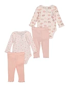 Baby Girls 0-9M Hello World Bodysuits and Leggings, Pink, Size 3-6M