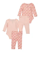 Baby Girls 0-9M Floral Graphic Bodysuits and Leggings Set, Pink,