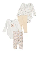 Baby Girls 0-9M Floral Bear Bodysuits and Leggings Set, Multi,