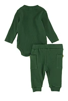 Baby Boys 0-9M Dino Embroidered Bodysuit and Joggers, Green, Size 0-3M