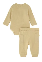 Baby Boys 0-9M Car Graphic Bodysuit and Joggers, Beige, Size 0-3M