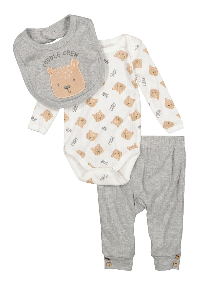 Baby Boys 0-9M Cuddle Bear Bodysuit and Joggers Set, Grey, Size 0-3M