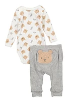 Baby Boys 0-9M Cuddle Bear Bodysuit and Joggers Set, Grey, Size 0-3M