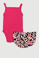 Baby Girls 0-9M Love Bodysuit and Checkered Shorts Set, Pink, Size 6-9M