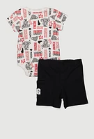 Baby Boys 0-9M Graphic Print Bodysuit and Shorts Set, Multi, Size 6-9M