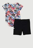 Baby Boys 0-9M Fresh Graffiti Print Bodysuit and Shorts with Shoes, Multi, Size 3-6M