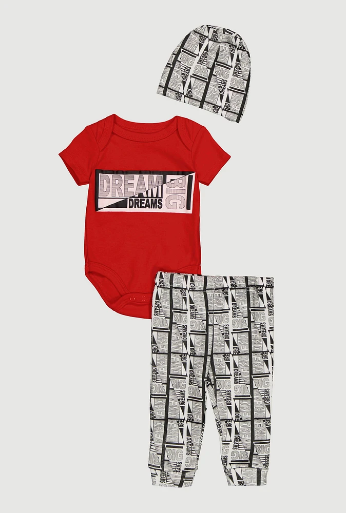 Baby Boys 0-9M Dream Big Bodysuit and Joggers Set, Red, Size 0-3M