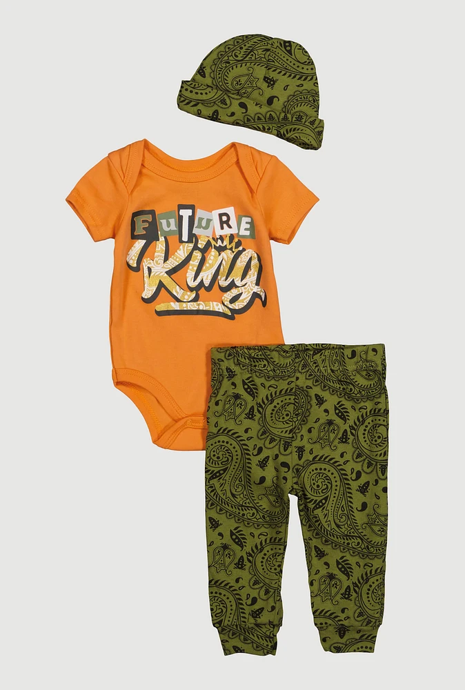 Baby Boys 0-9M Future King Bodysuit and Paisley Joggers Set, Multi, Size 3-6M