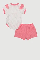 Baby Girls 0-9M Im Very Sweet Bodysuit and Shorts Set, Pink,