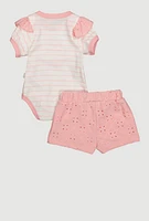 Baby Girls 0-9M I Am Berry Cute Bodysuit and Shorts Set, Pink, Size 0-3M