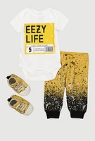 Baby Boys 0-9M Eezy Life Graphic Bodysuit and Joggers with Shoes, Multi,