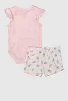 Baby Girls 0-9M Extra Sweet Bodysuit and Shorts Set, Pink, Size 0-3M