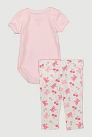 Baby Girls 0-9M So Cherry Sweet Bodysuit and Pants Set, Pink, Size 3-6M