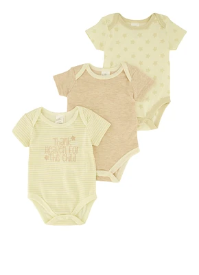 Baby Boys 0-9M Thank Heaven For This Child Graphic Bodysuits 3 Pack, Beige, Size 6-9M