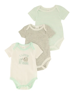 Baby Boys 0-9M I Love My Mama Graphic Bodysuits 3 Pack, Multi, Size 3-6M