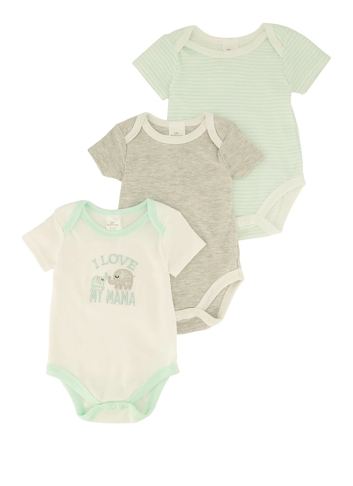 Baby Boys 0-9M I Love My Mama Graphic Bodysuits 3 Pack, Multi, Size 6-9M