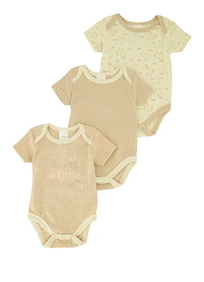 Baby Boys 0-9M Sweet Little One Graphic Bodysuits 3 Pack, Beige, Size 0-3M