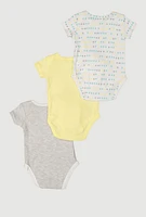 Baby 0-9M Never Grow Up Graphic Bodysuits Set, Yellow, Size 0-3M